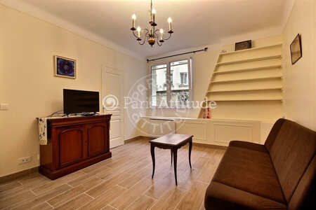Living room Furnished apartment - 38m²  - 1 bedroom - Buttes-Chaumont - Paris