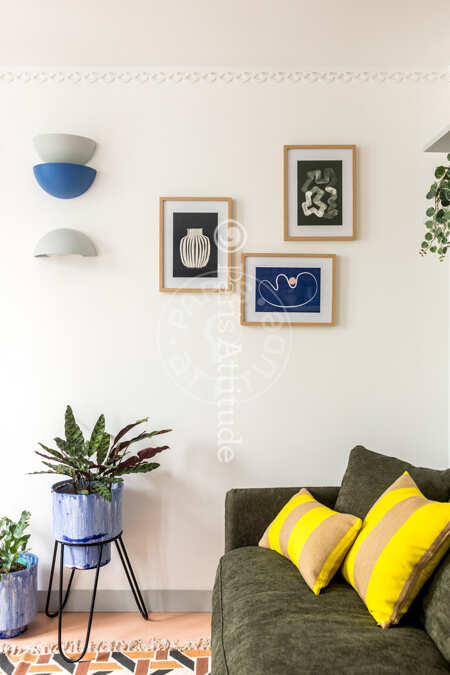 Living room Furnished apartment - 57m²  - 2 bedrooms - Montorgueil - Paris