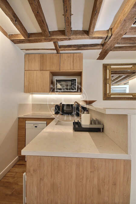 Kitchen Furnished apartment - 30m²  - 1 bedroom - Marx Dormoy - Paris