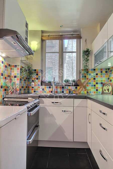 Kitchen Furnished apartment - 50m²  - 1 bedroom - Port Royal / Raspail - Paris