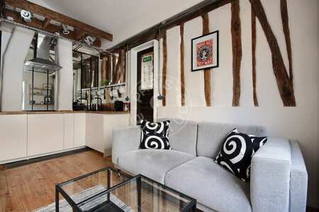 Salon Studio alcove meublé - 26m²  - Guy Môquet - Paris