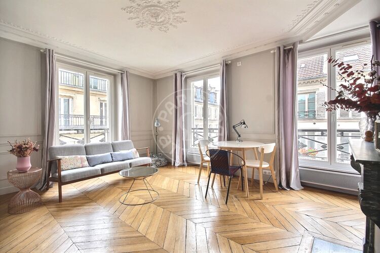 Living room - Furnished 2 bedrooms - Paris 75009 - 14350