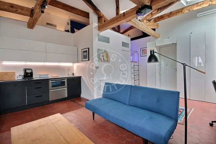 Salotto - Monolocale arredato - Parigi 75003 - 14360