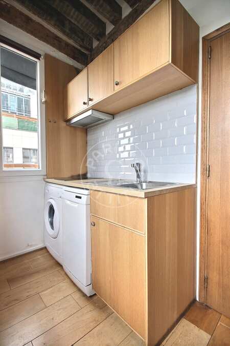 Kitchen Furnished studio - 20m²  - Châtelet - Paris