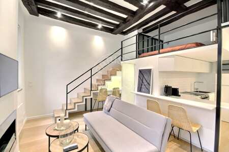 Wohnzimmer Möblierte alkovenwohnung - 35m²  - Saint-Paul - Paris