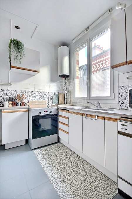 Cocina Piso amueblado - 85m²  - 2 dormitorios - Saint Placide - París