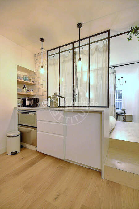 Cuisine Studio alcove meublé - 29m²  - Montorgueil - Paris