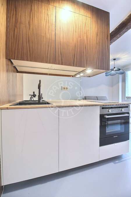 Kitchen Furnished apartment - 32m²  - 1 bedroom - Montorgueil - Paris