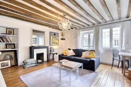 Salon Appartement meublé - 60m²  - 1 chambre - Saint-Germain - Paris
