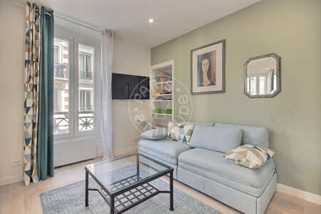 Salon Appartement meublé - 43m²  - 1 chambre - Plaisance / Pernety - Paris
