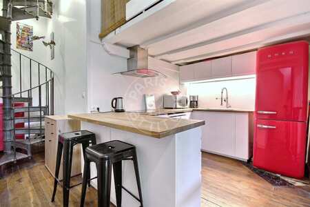 Kitchen Furnished duplex - 100m²  - 3 bedrooms - Jules Joffrin - Mairie du 18ème - Paris