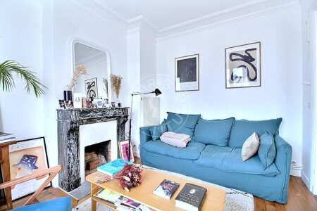 Salon Appartement meublé - 52m²  - 1 chambre - Marx Dormoy - Paris
