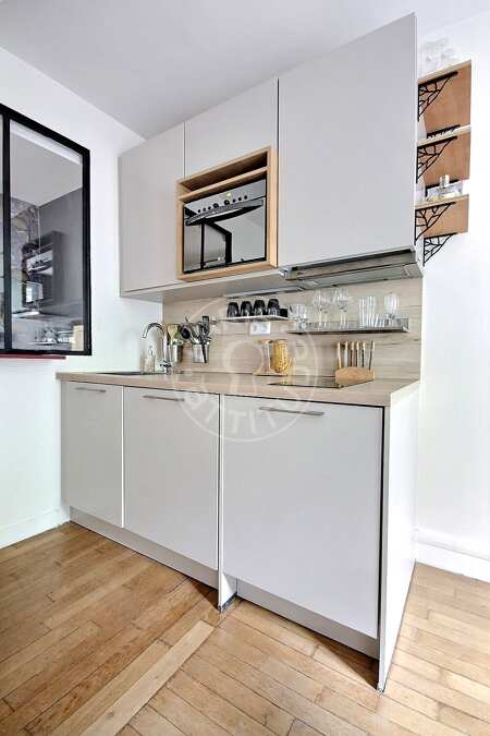 Küche Möblierte wohnung - 26m²  - 1 Zimmer - Commerce - Paris