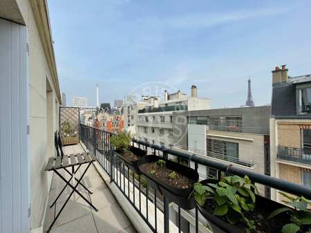 Varanda Apartamento mobilado - 35m²  - 1 quarto - Beaugrenelle - Paris