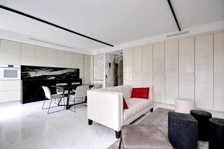 Living room Furnished apartment - 92m²  - 2 bedrooms - Triangle d'Or - Paris