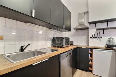 Kitchen Furnished studio - 38m²  - Jules Joffrin - Mairie du 18ème - Paris