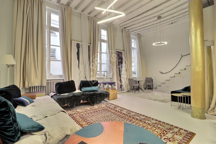 Living room - Furnished 4 bedrooms - Paris 75004 - 14723