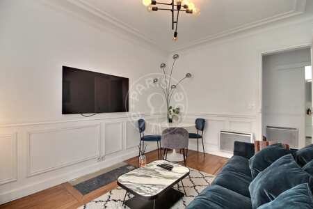 Salon Appartement meublé - 40m²  - 1 chambre - Jules Joffrin - Mairie du 18ème - Paris