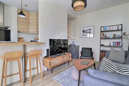 Salon Appartement meublé - 30m²  - 1 chambre - Canal de l'Ourcq - Paris