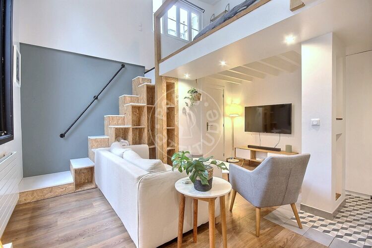 Living room - Furnished 1 bedroom - Paris 75017 - 14916