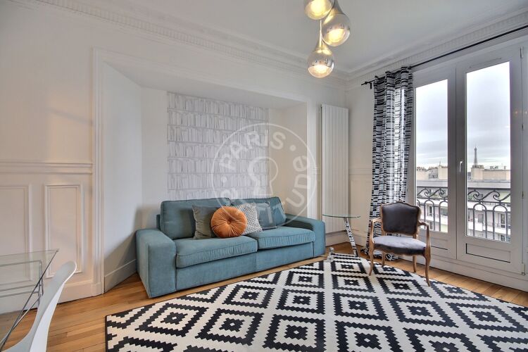 Living room - Furnished 2 bedrooms - Paris 75015 - 14927