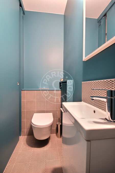 Toilet Furnished apartment - 60m²  - 1 bedroom - Bourse - Paris