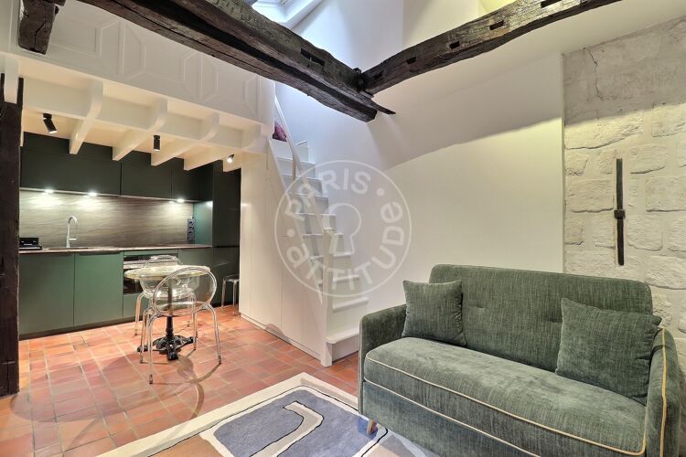 Living room - Furnished studio alcove - Paris 75006 - 14970
