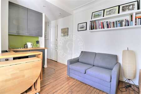 Salon Appartement meublé - 24m²  - 1 chambre - Montmartre / Place des Abbesses - Paris