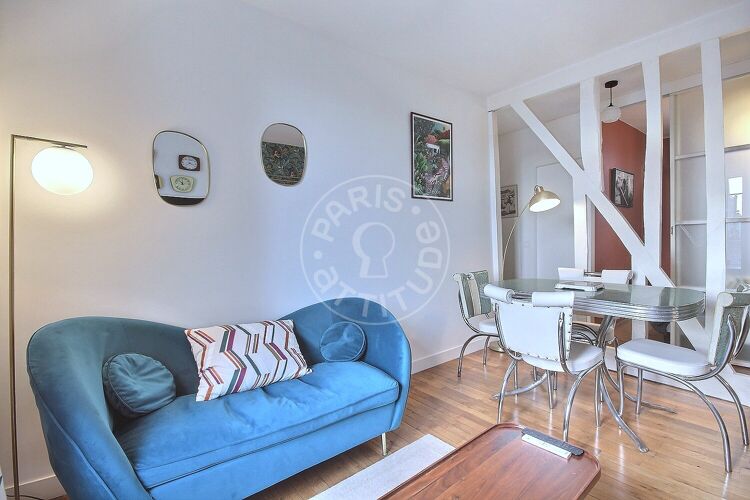 Living room - Furnished 1 bedroom - Paris 75018 - 15022
