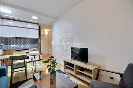 Living room Furnished apartment - 45m²  - 1 bedroom - Jules Joffrin - Mairie du 18ème - Paris