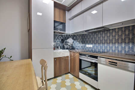 Kitchen Furnished apartment - 45m²  - 1 bedroom - Jules Joffrin - Mairie du 18ème - Paris