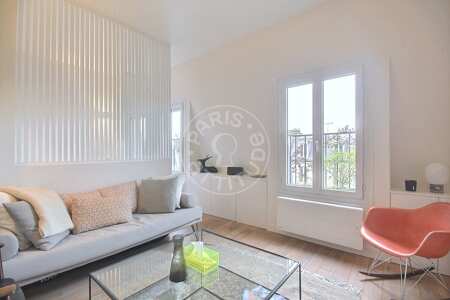 Salon Appartement meublé - 27m²  - 1 chambre - Jules Joffrin - Mairie du 18ème - Paris