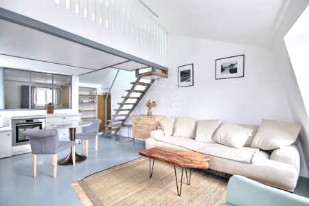 Living room Furnished duplex - 36m²  - 1 bedroom - Temple - Paris