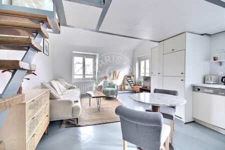 Kitchen Furnished duplex - 36m²  - 1 bedroom - Temple - Paris