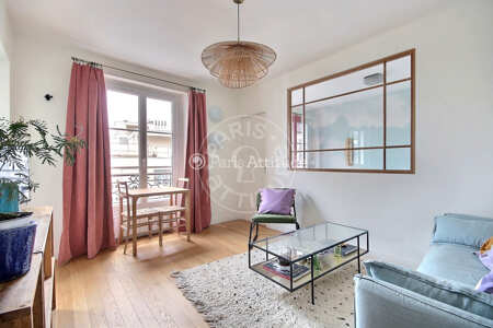 Salon Appartement meublé - 33m² - 1 chambre - Marx Dormoy - Paris