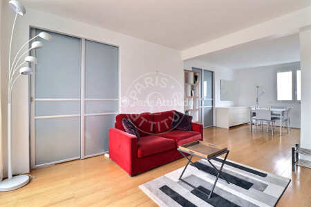 Living room Furnished apartment - 59m²  - 2 bedrooms - Buttes-Chaumont - Paris