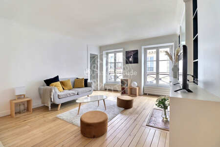 Salon Appartement meublé - 49m²  - 1 chambre - Poissonnière - Paris