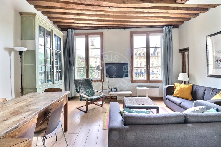 Living room - Furnished 2 bedrooms - Paris 75006 - 15222