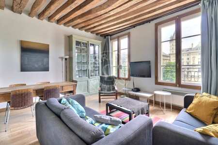 Salon Appartement meublé - 53m²  - 2 chambres - Latin / Saint-Michel - Paris