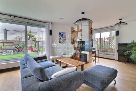 Salon Appartement meublé - 118m²  - 3 chambres - Canal de l'Ourcq - Paris