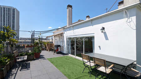Terrasse Appartement meublé - 118m²  - 3 chambres - Canal de l'Ourcq - Paris