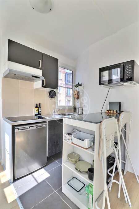 Kitchen Furnished apartment - 29m²  - 1 bedroom - Place des Fêtes - Paris