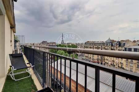 Balcony Furnished apartment - 35m²  - 1 bedroom - Motte-Piquet Grenelle - Paris