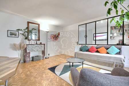 Salon Appartement meublé - 56m²  - 1 chambre - Batignolles - Paris