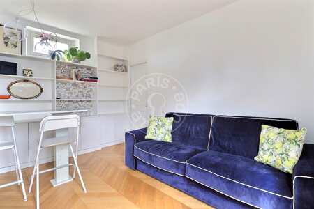 Salon Appartement meublé - 32m²  - 1 chambre - Trocadéro - Paris