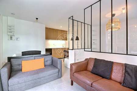 Salon Appartement meublé - 40m²  - 1 chambre - Montmartre / Place des Abbesses - Paris