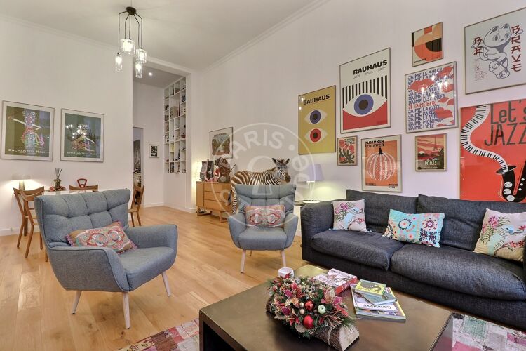 Living room - Furnished 2 bedrooms - Paris 75006 - 15378