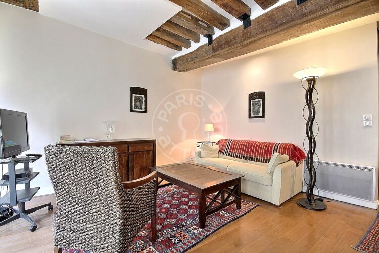 Living room - Furnished 1 bedroom - Paris 75001 - 15427
