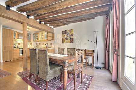 Sala de jantar Apartamento mobilado - 64m²  - 1 quarto - Pyramides / Palais Royal - Paris