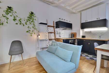Living room Furnished studio - 24m²  - Temple - Paris